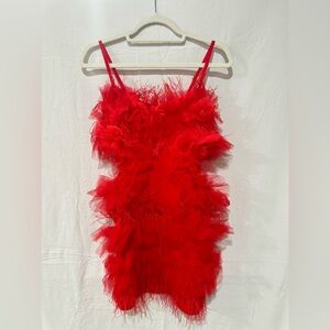 Red Tulle Cut Out Mini Dress (L)